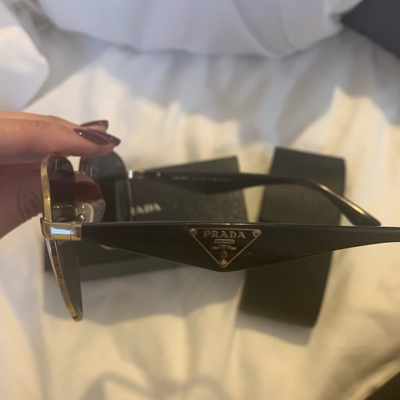 PRADA 53qs Triangle Gold and Black Sunglasses - Picture 2 of 6